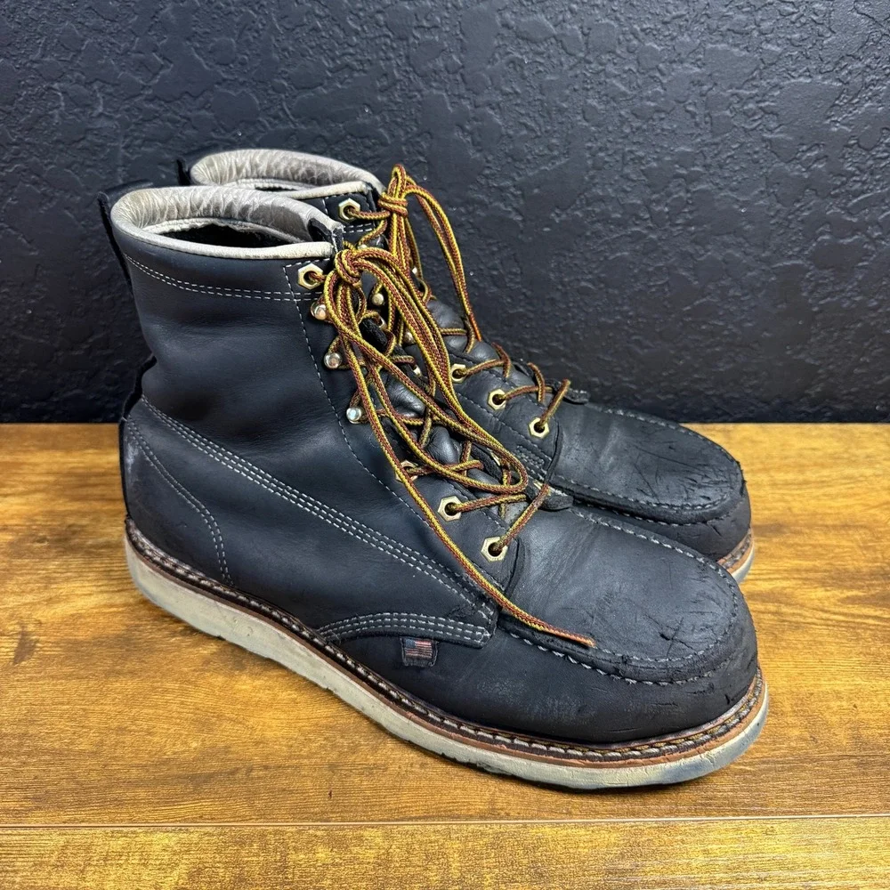 Thorogood American Heritage 804-6201 Black Leather Work Boots Mens 11 2E Wide